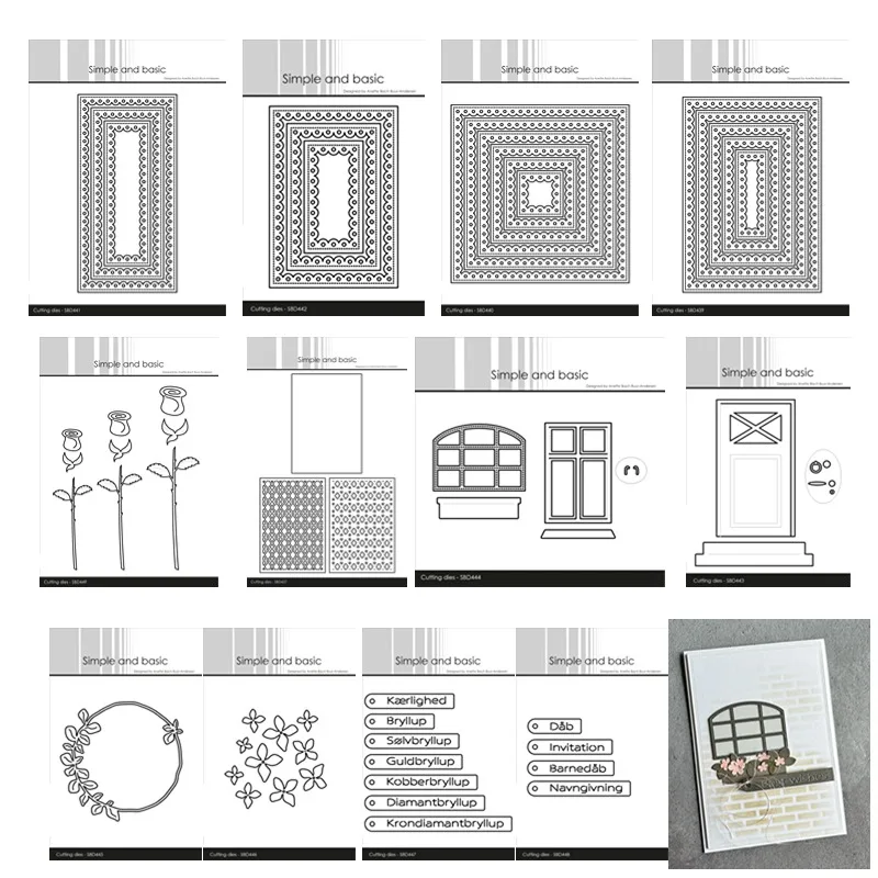 

Wedding Roses Geometric Wreath Flowers Door Window Waves Square Metal Cutting Dies Stamps Stencil Scrapbooking Diary Embossing