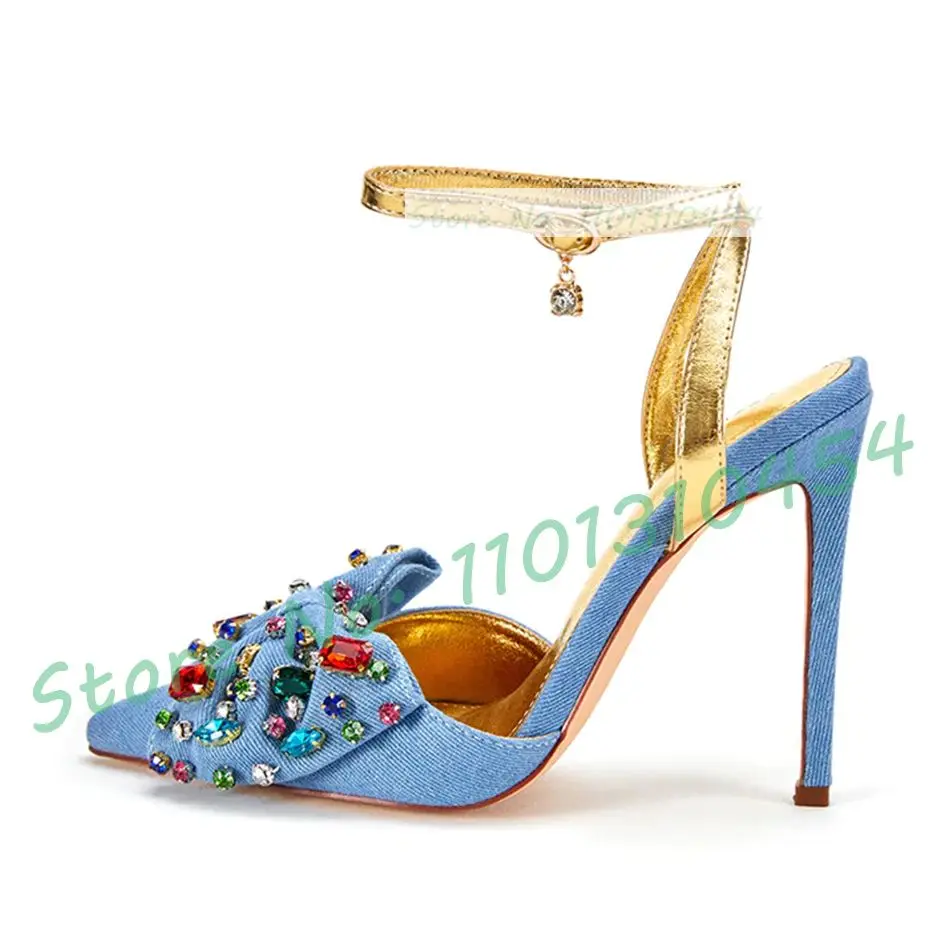 Sapphire Blue Embellished Art Deco Heels | Deco Shop