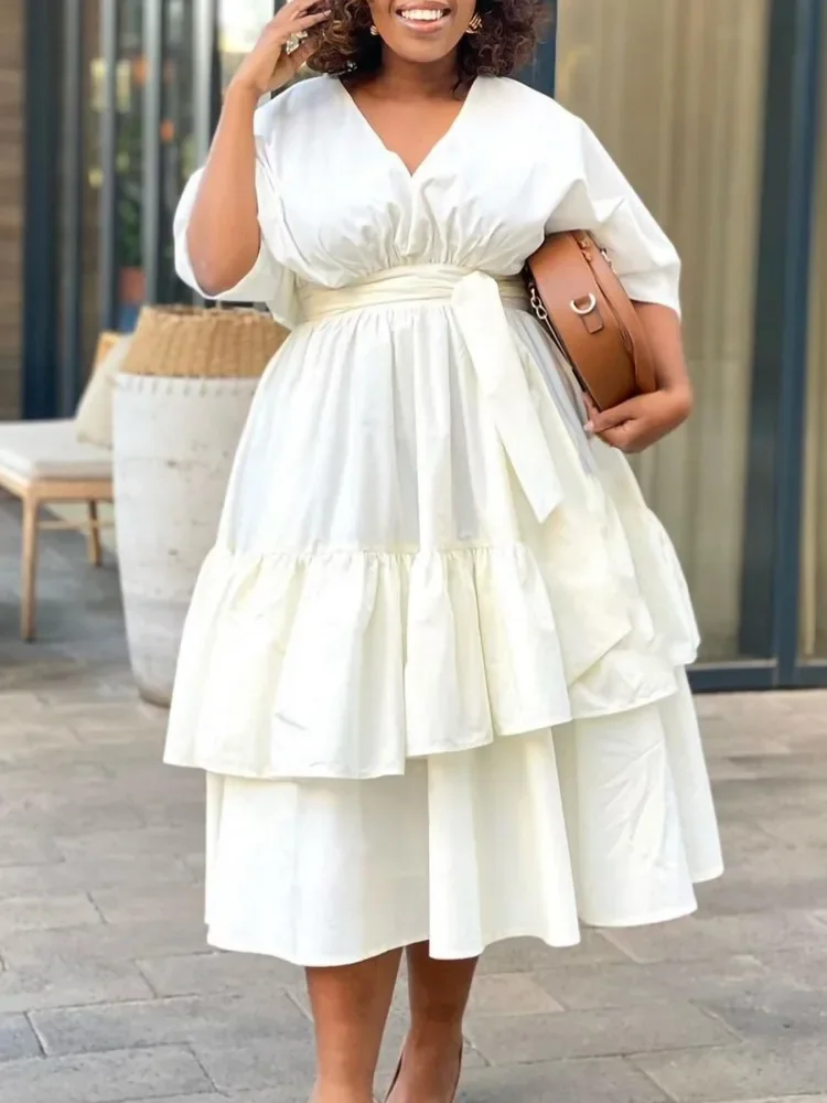 two piece set fashion matching skirt outfits solid sexy short top slit pleated skirt party 2 piece set street summer new arrival African Dress For Women Fashion Dashiki Pleated Vestidos 2024 Spring Summer New Arrival Robe Elegant African Party Midi Dress