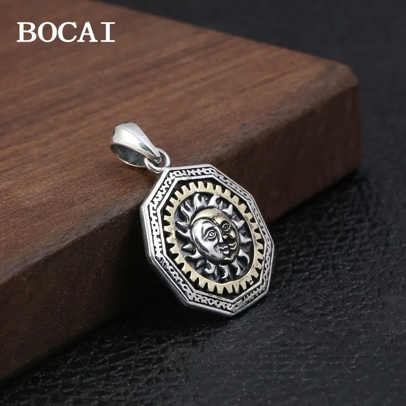 

BOCAI New S925 Sterling Silver Retro Personalized Hip Hop Eye of God Sun God Pendant Male and Female