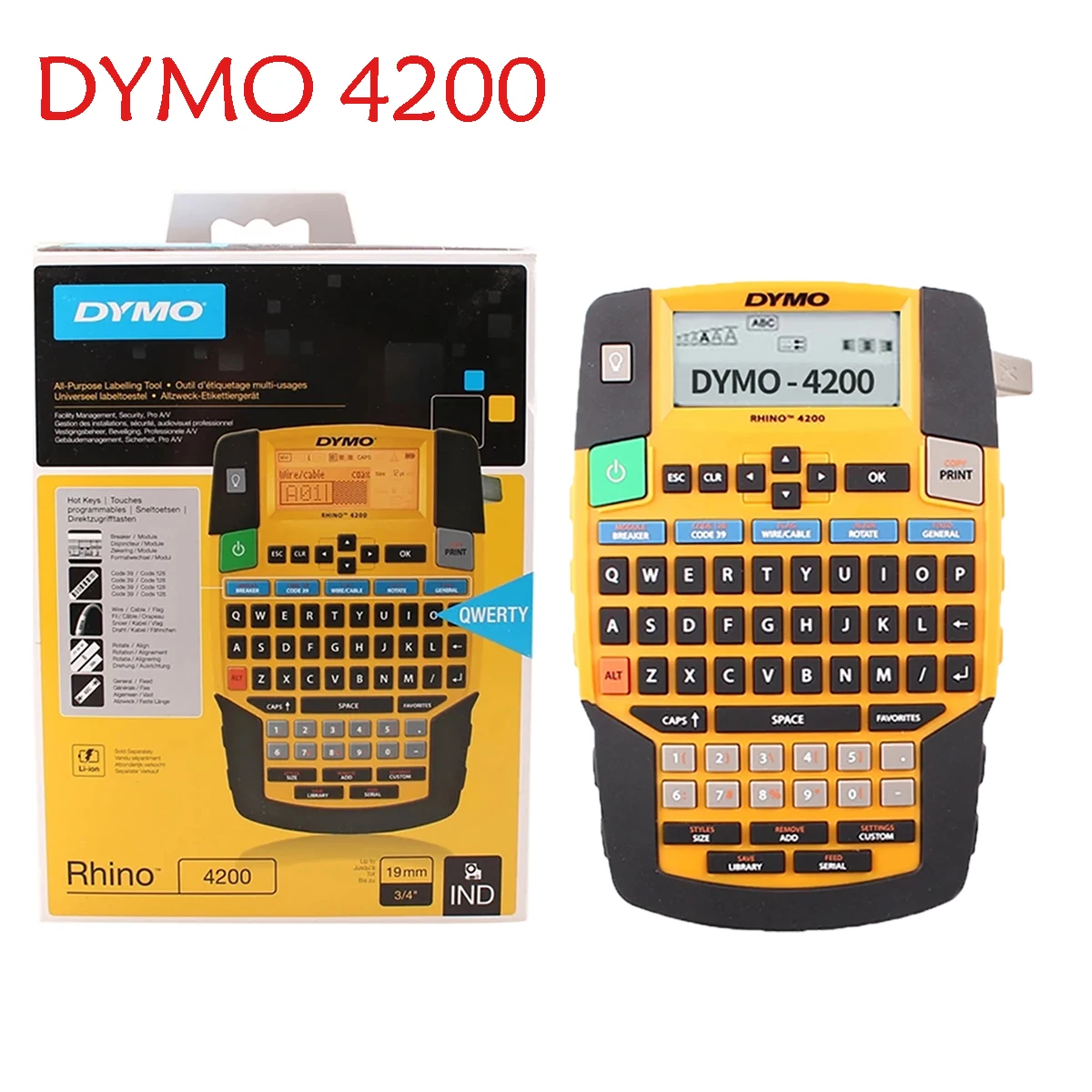 DYMO Rhino 4200 산업용 라벨 메이커, 유연한 나일론 비닐 라벨 테이프, 45013 45023 45024 18443 18444 18483 18488 18489 18432