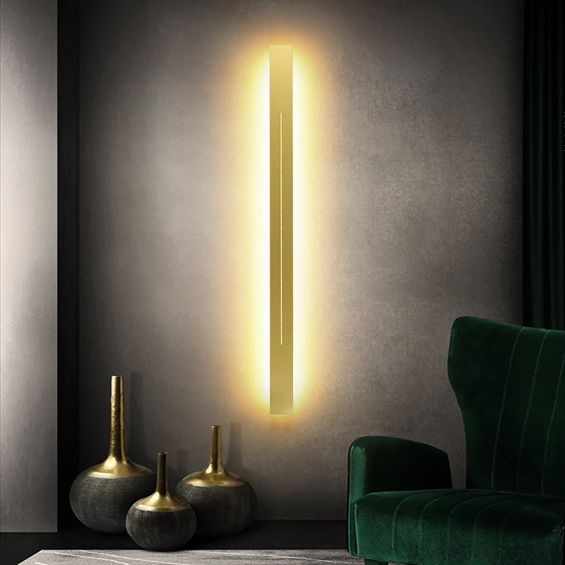

Minimalist LED Wall Lamp Long Wall lamp Gold Black Indoor Lighting interior wall light For home Bedroom wall decoration