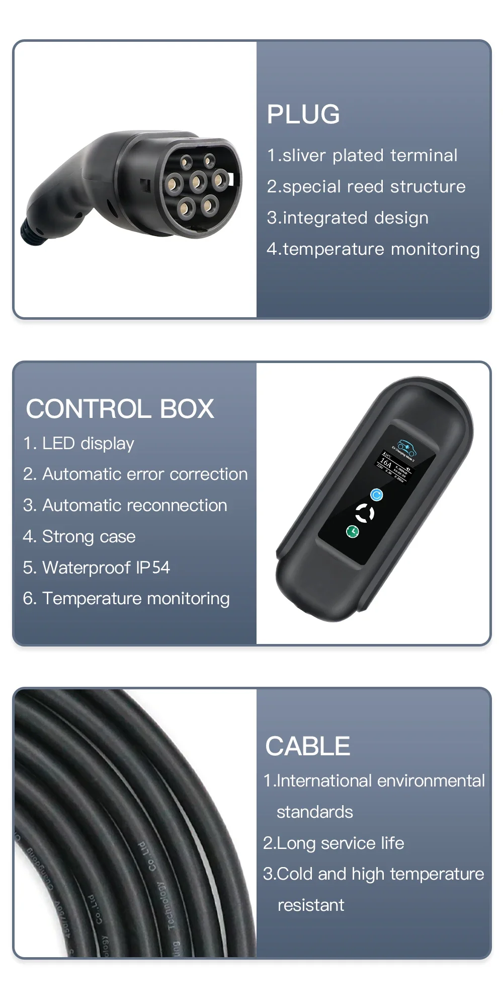 ISIGMA Tragbares EV-Ladegerät 16A 11KW Typ 2 IEC 62169 PHEV Wandbox mit Zeitverzögerungsspeicher für Elektrofahrzeuge Hybridautos 10M – Detail 5