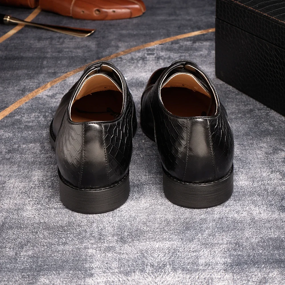 Men Luxury Genuine Leather Oxford Dress Shoes Handmade Formal Lace-up Business Wedding Banquet Classic Footwear
