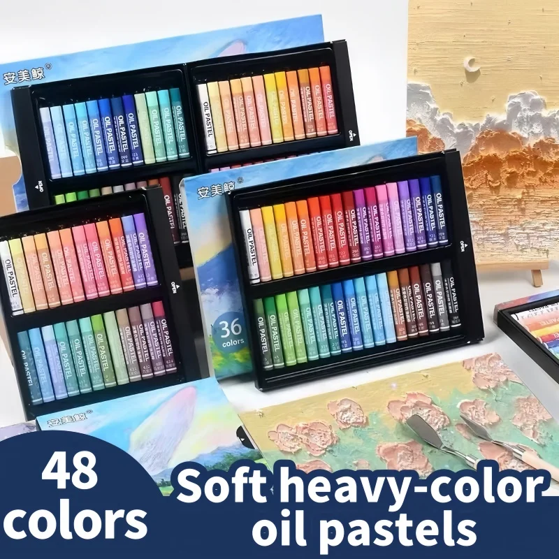 Set di pastelli a olio professionali morbidi da 12/24/36/48 colori, pastelli a pigmento intenso di qualità artistica per sfumature e strati, forniture per pittura