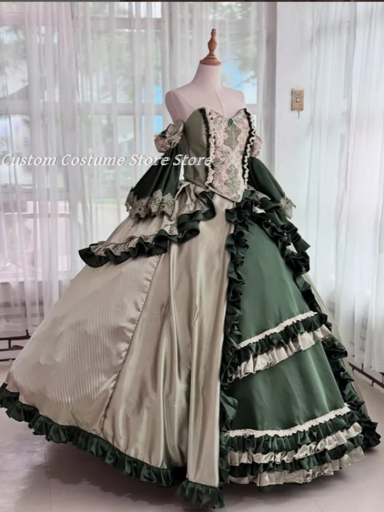 Vintage White Green Prom Dresses Flared Sleeves Lace Applique Evening Ball  Gowns | eBay