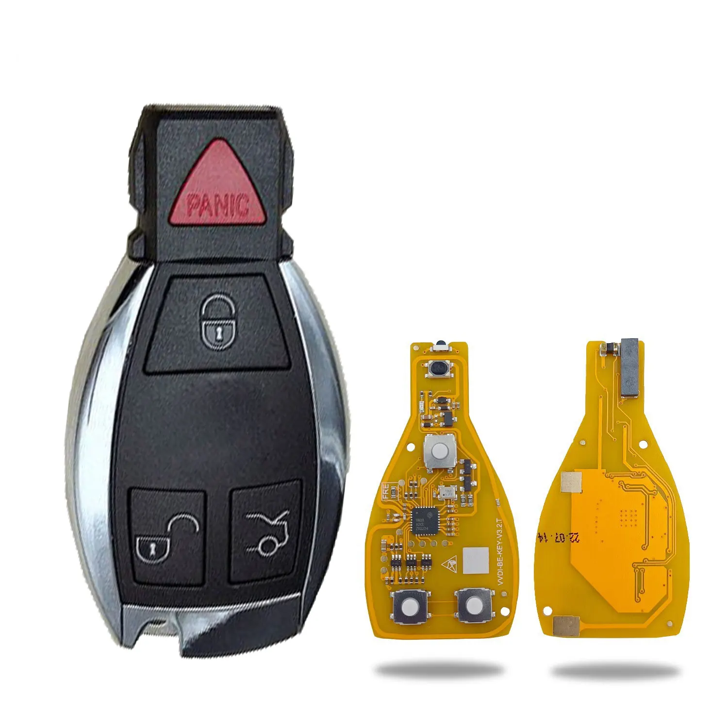 Xhorse VVDI Remote Car Key 3/4 Button BE Key Pro for Mercedes Benz V3.2 PCB Remote Key Chip Improved Version Smart 315MHz/433MHz