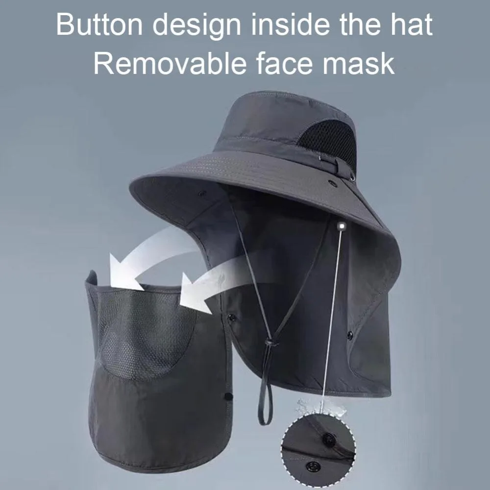 1pc Sunshade Hat Big Eave Hat Mask Fishing Hat Outdoor Work Climbing Hiking Caps Sun Protection Detachable Sun Sports Caps