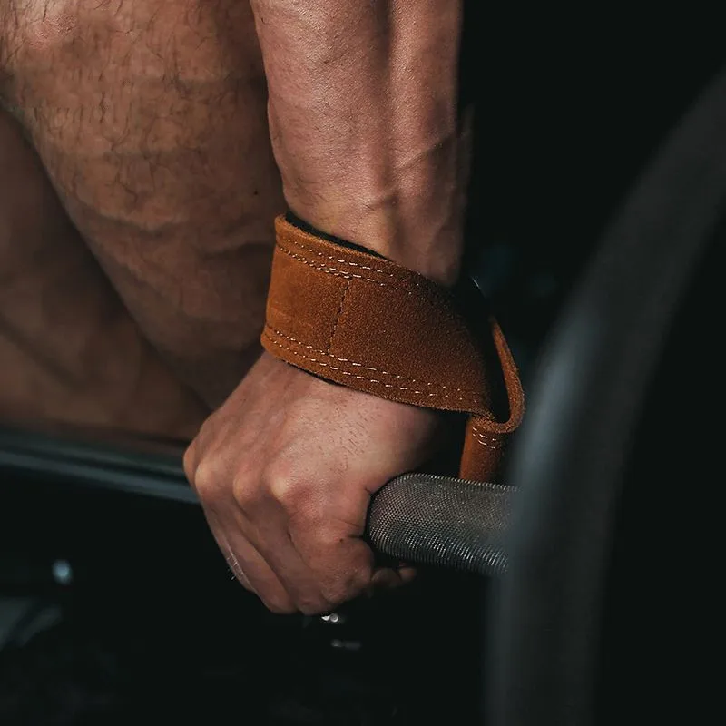 1Pair 4mm Cowhide Weight lifting Wrist Straps Fitness Bodybuilding Training Gym lifting straps NonSlip Gym Grip Deadlift Pull-up 4