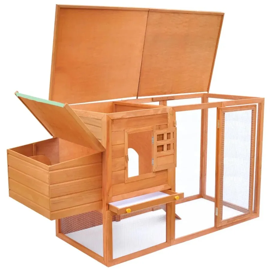 Wooden Outdoor Chicken Hen House with Egg Compartment