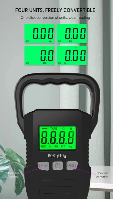 Bilancia Digitale Pesca E Bagagli - 50 Kg Con Gancio, Display LCD Retroilluminato - Portatile E Multifunzione - Foto 2