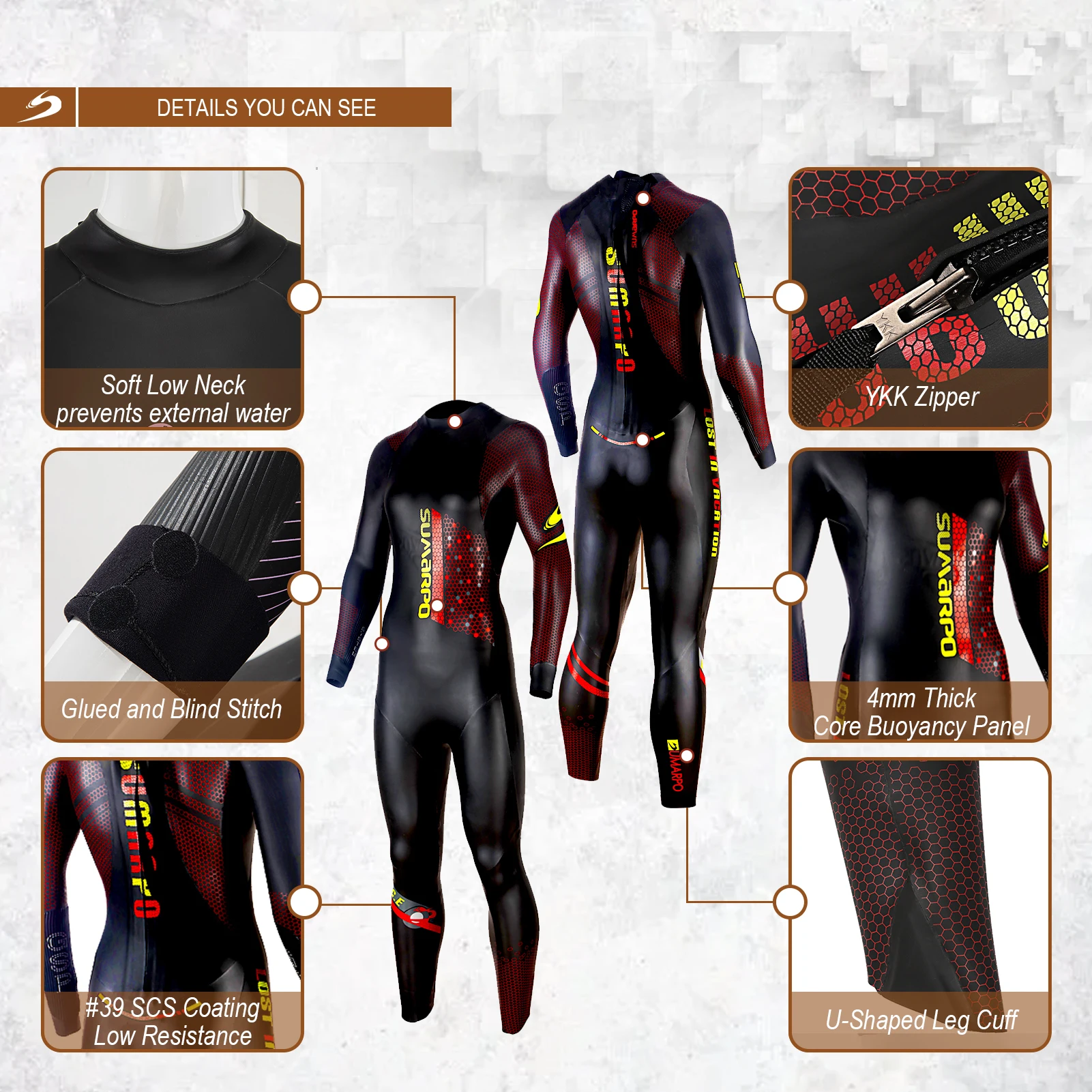 SUMARPO Triathlon Wetsuits for Women RACE, 4/2mm Yamamoto Neoprene for Open Water Swimming, Fina Approved