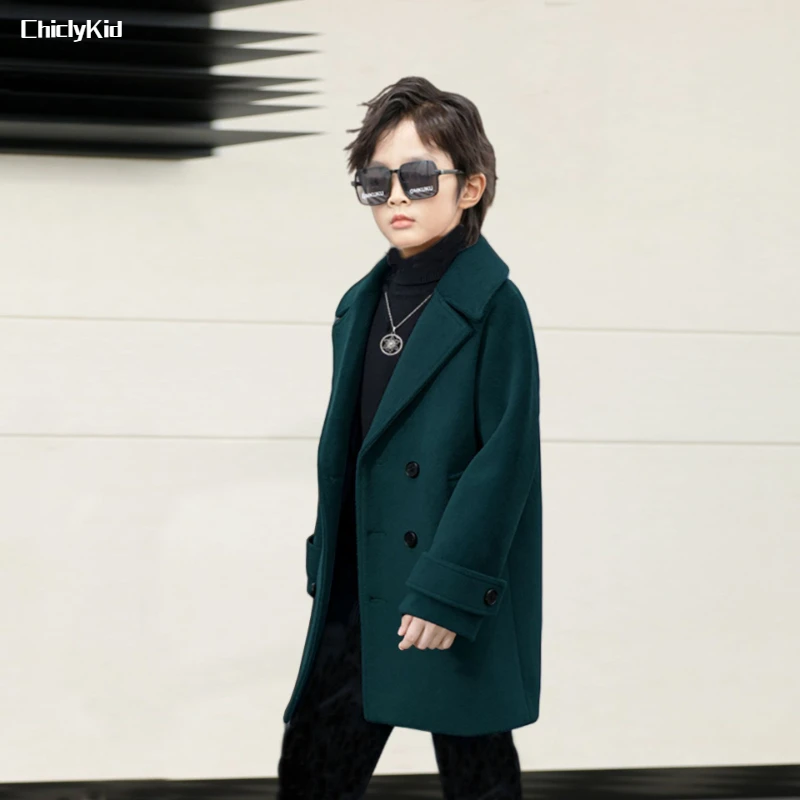Boys Winter & Fall Chesterfield Single Breasted Warm Coat Kids Solid Velvet Thick Woolen Jacket Child Outerwear Toddler Overcoat boys school hooded jacket