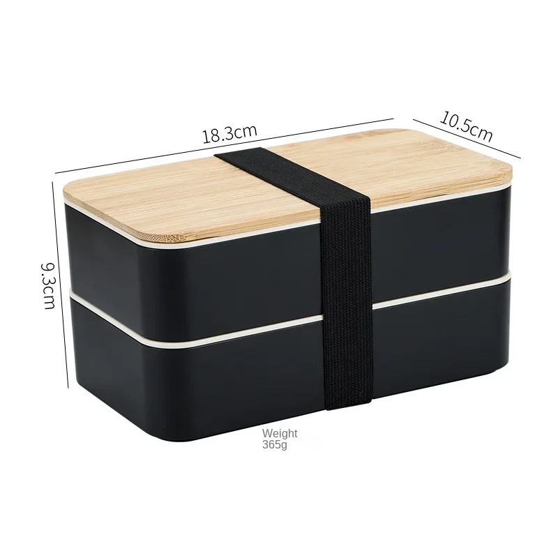 New Japanese Style Bento Box, Minimalist Double-layer Lunch Box with Knife, Fork, Spoon, Divided Student Lunch Box
