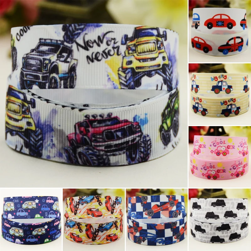 

22mm 25mm 38mm 75mm Car cartoon printed Grosgrain Ribbon party decoration 10 Yards satin ribbons