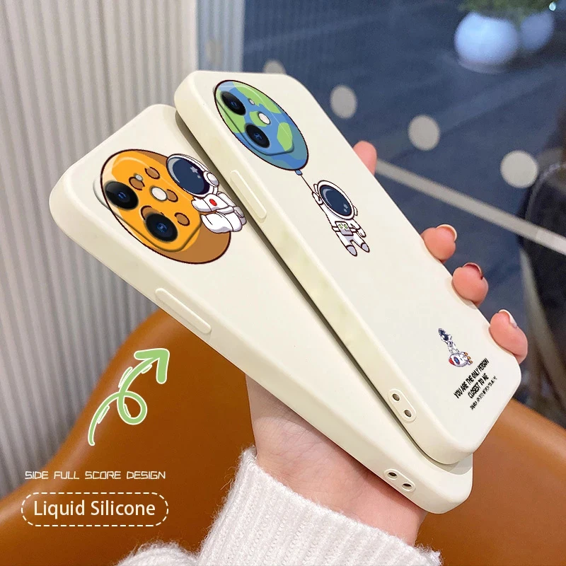 Милые чехлы с мультяшным астронавтом для iPhone 11 12 13 Pro Max Mini X XS XR MAX SE 2020 8 7 6 6S Plus 5