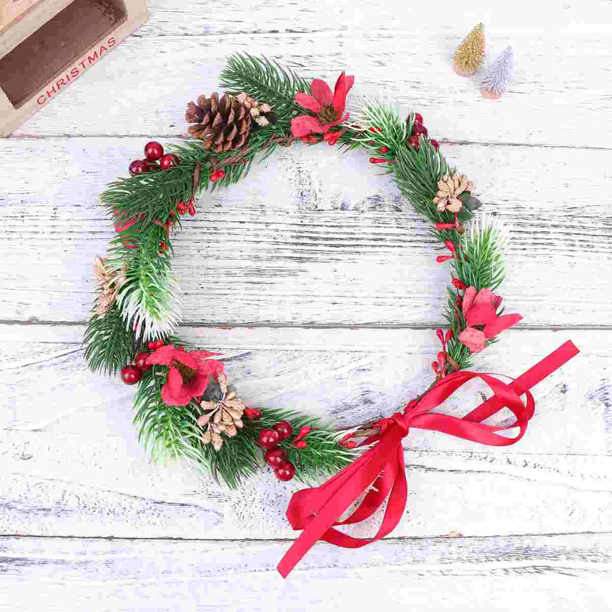 

Flower Garland Flower Crown Berries Pine Cones Headbands Leaves Fruits Wreath Garland Girls Ribbon Headdress Boho