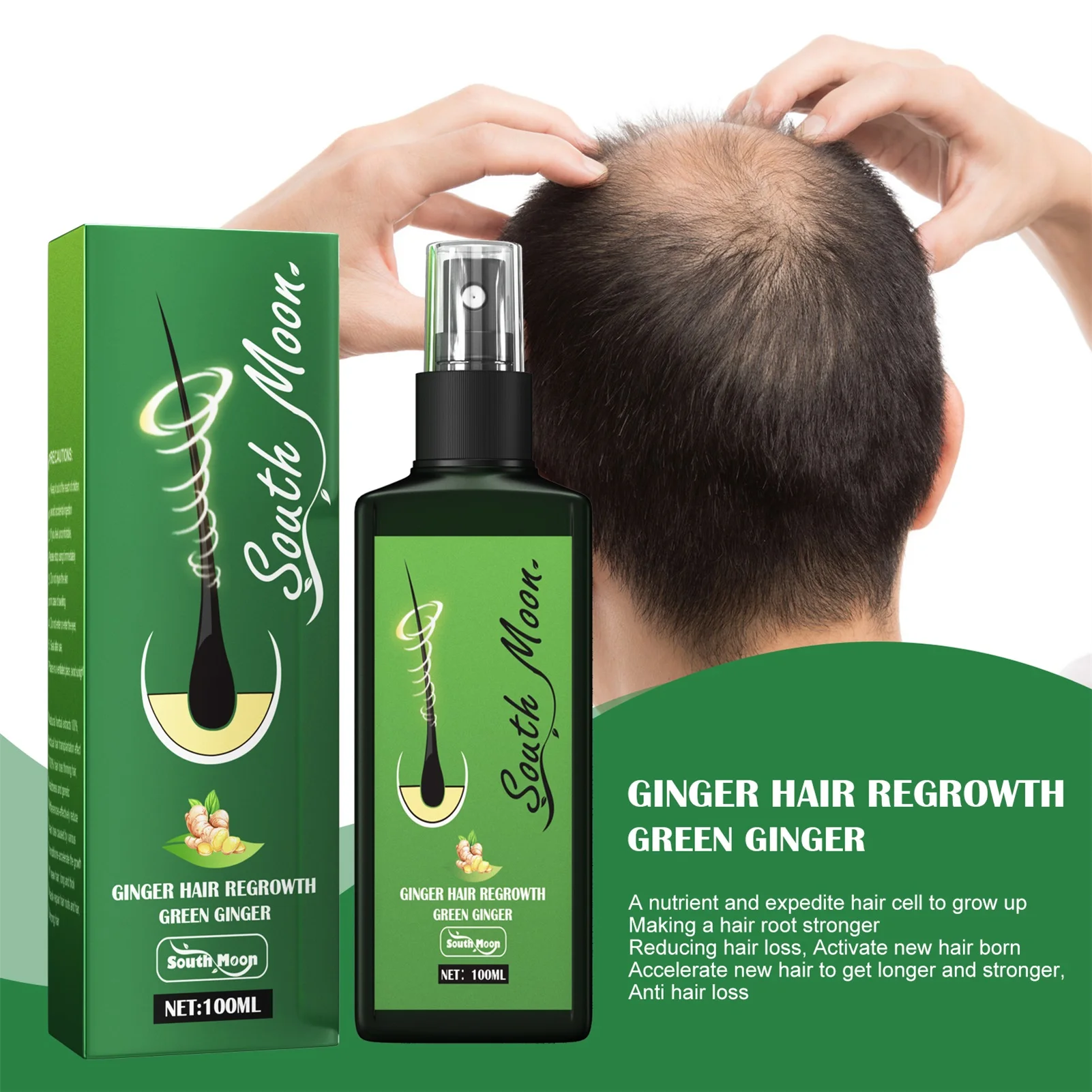 3 Pack Gingembre Huile Germinale Sérum de Croissance des Cheveux Huile  Essentielle Traitement Perte de Cheveux Soins capillaires