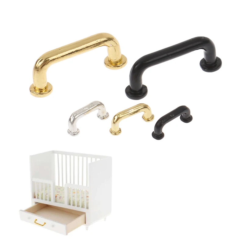 1Set 1:12 1:6 Mini Pulls Handles DIY Dollhouse Drawer Cabinet Door Handle Furniture Knobs Miniaturas Accessories Decorative Door 4