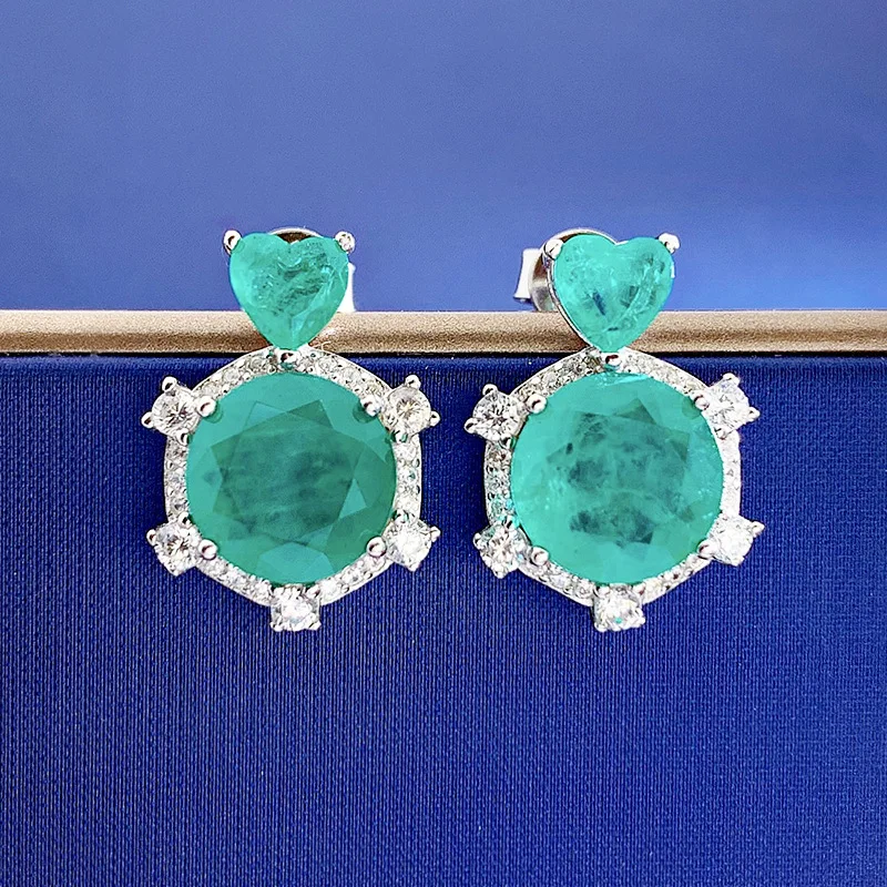 

S925 Silver 8 * 8 Earrings Wholesale of Women's Paraiba Earrings