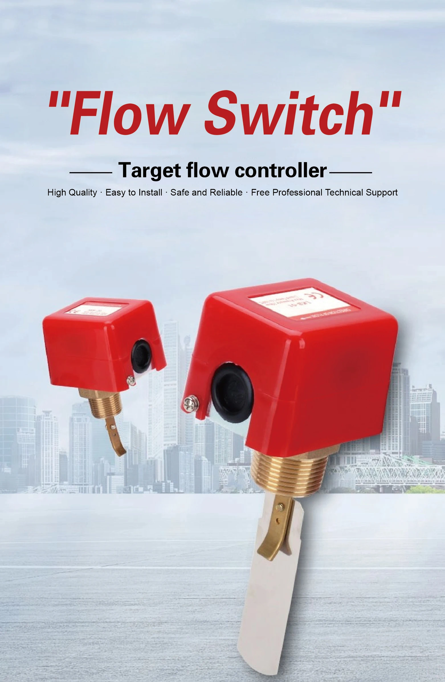 HFS-15/20/25 Water Paddle Flow Switch G1/2 G3/4 G1 Brass Stainless Steel Liquid