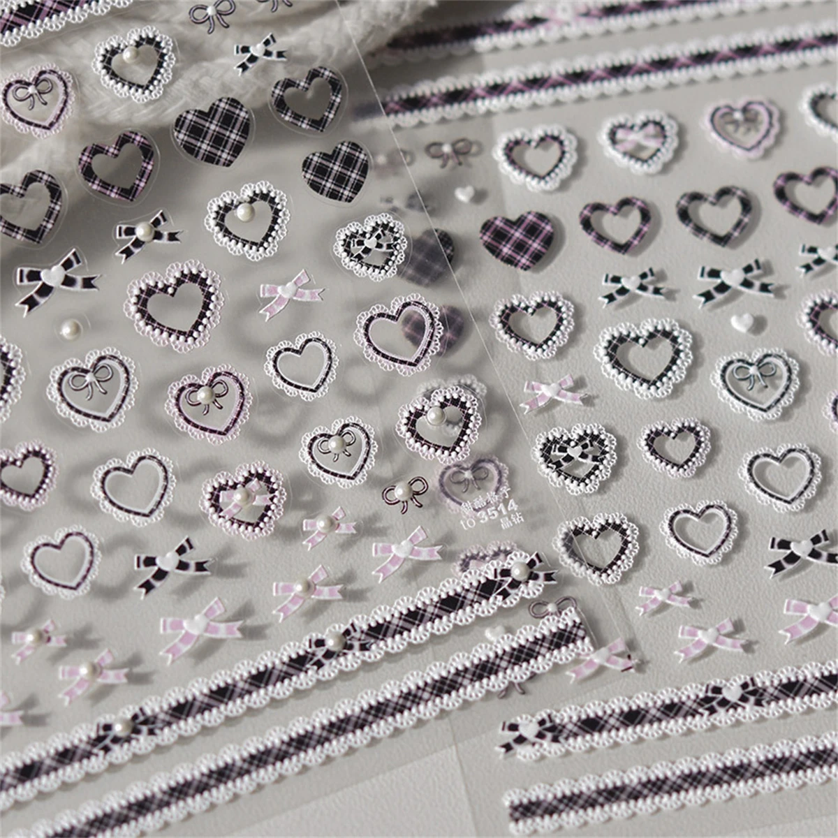 1pcs 5D Relief Kawaii Lace Nail Art Stickers Sweet Cool Japanese Lattice Nail Decoration Decals Self-Adhesive Accessories DIY