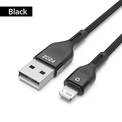 PZOZ Extended Length USB Charging Cable for iPhone and iPad - Fast Charging, Durable Design (Black)