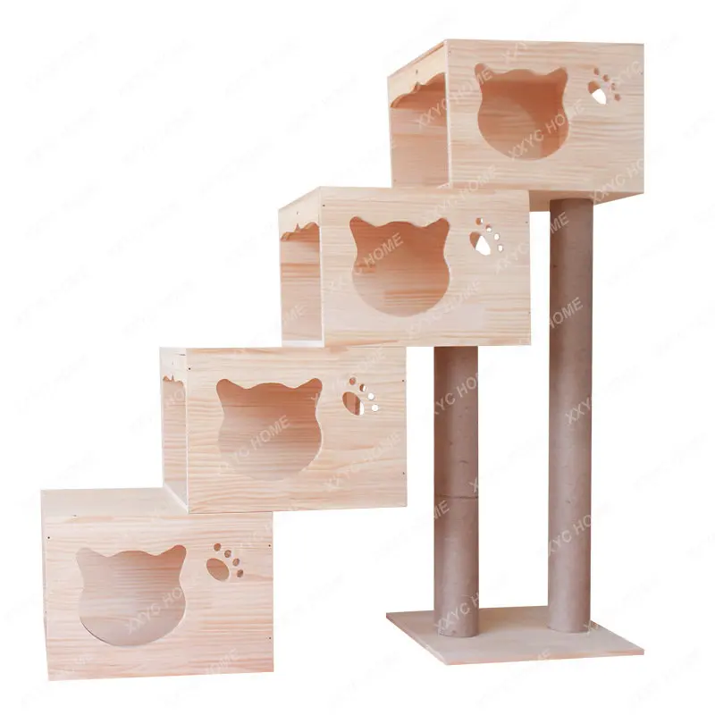 

Pine Cat Nest Cat Climbing Frame Wooden Cat House Pet Supplies Cat Scratch Trees Scratching Pole Cat Villa Cat House Outdoor