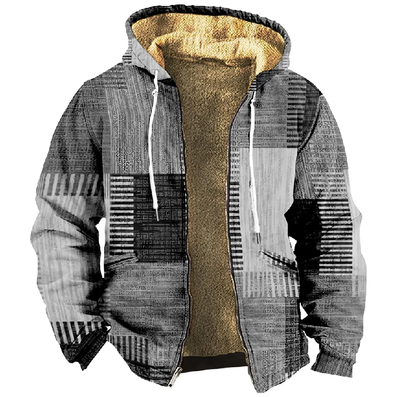 New Colored Cotton Coat Hooded Sweater Casual Print Long Sleeve Zipper Sweater Thick Cotton Coat Autumn/Winter  a49