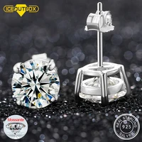 0.1-2 Carat D VVS Solitaire Moissanite Stud Earrings For Women Men Solid 925 Sterling Silver Sparkling Wedding Birthday Jewelry