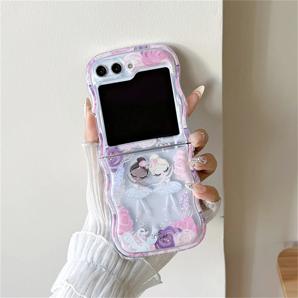 Cartoon Colorful Flower Transparent Wavy Painting Luxury Phone Case