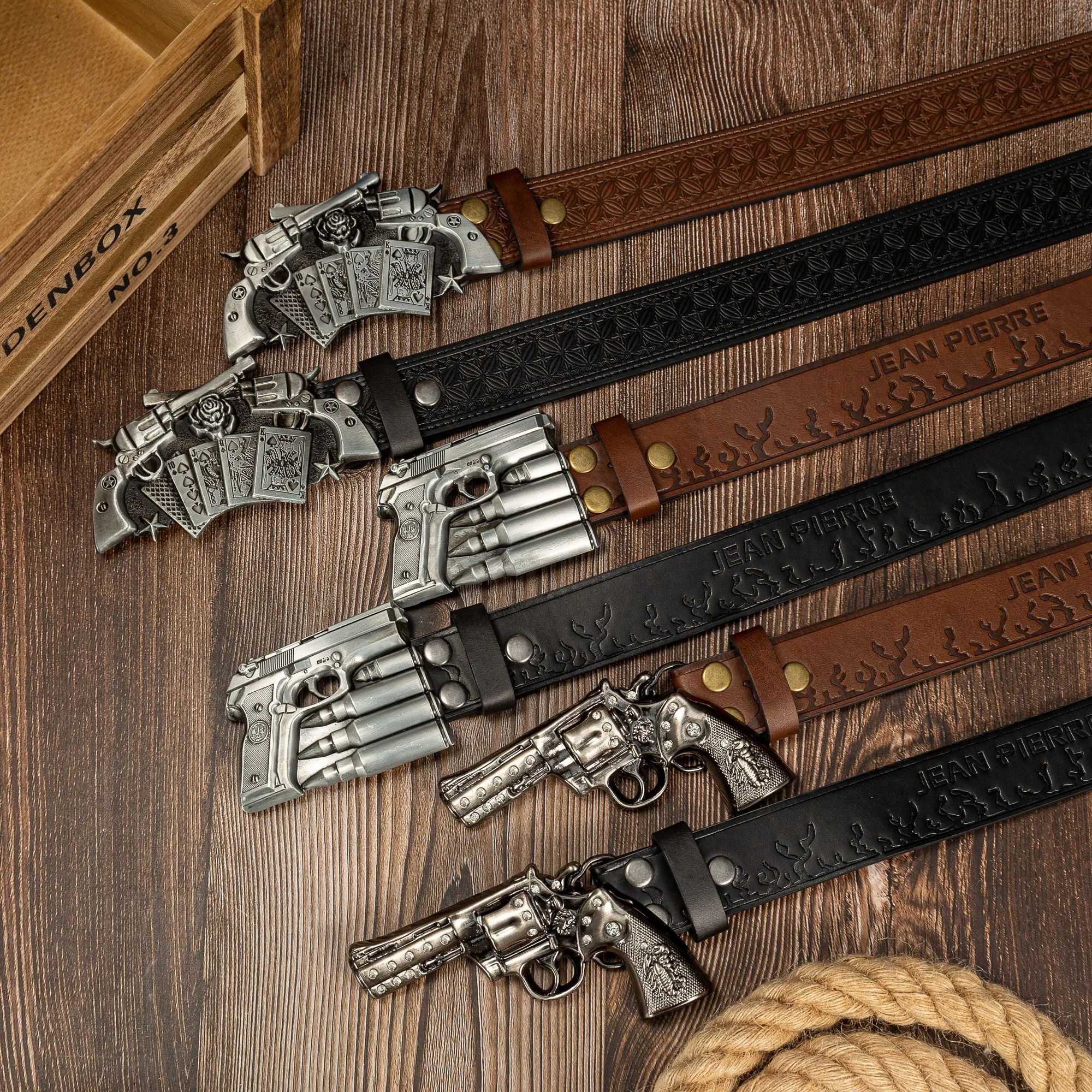 Tonghuashun Scorpion Element Craft Gürtel mit großer Schnalle und PU-geprägtem Knopf, trendiger, vielseitiger Bund – Detail 1