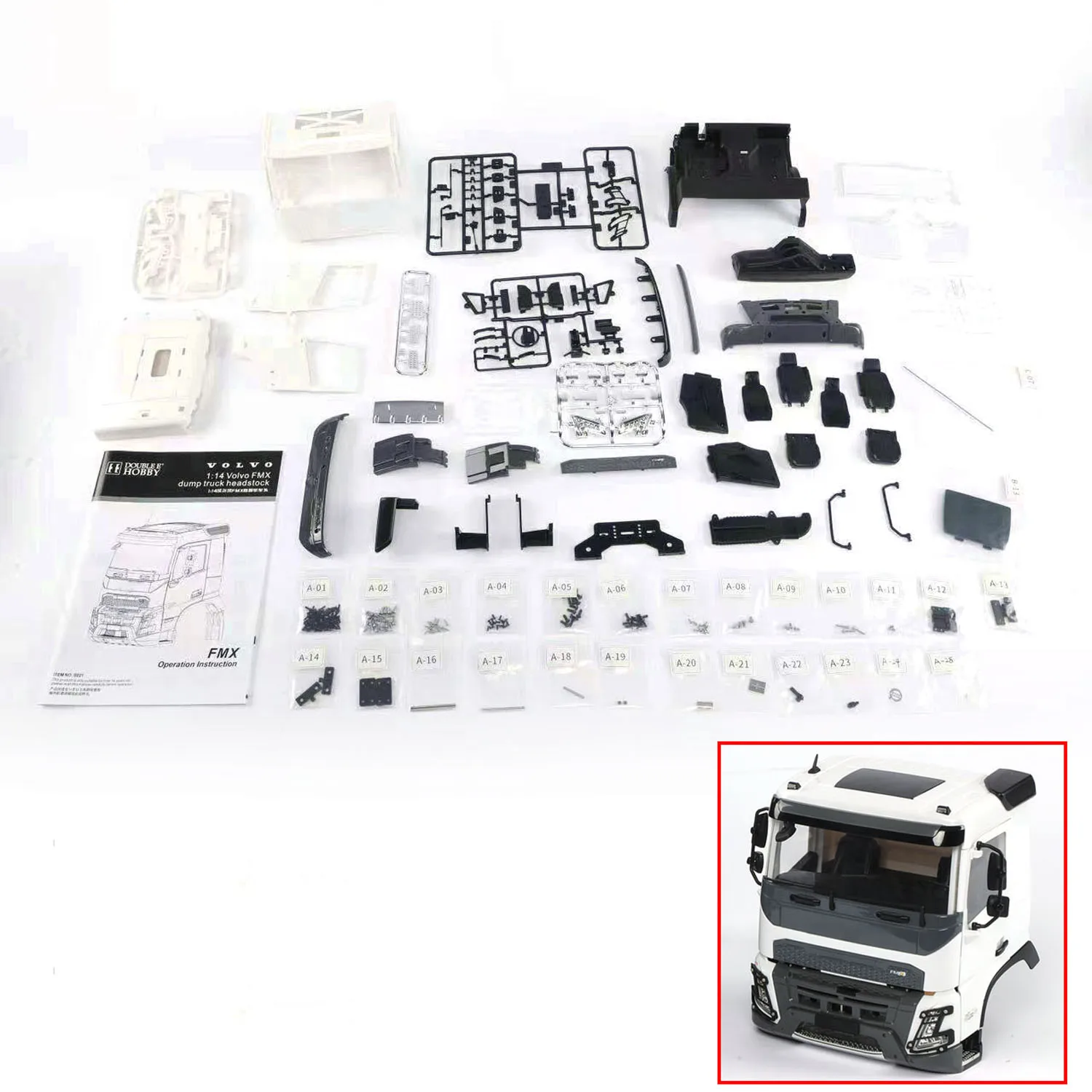 

Unpainted Double E FMX Cabin Shell KIT Ver For 1/14 Hydraulic RC Dumper Trucks DIY Parts Tractor Dump Cars Model TH23145-SMT9