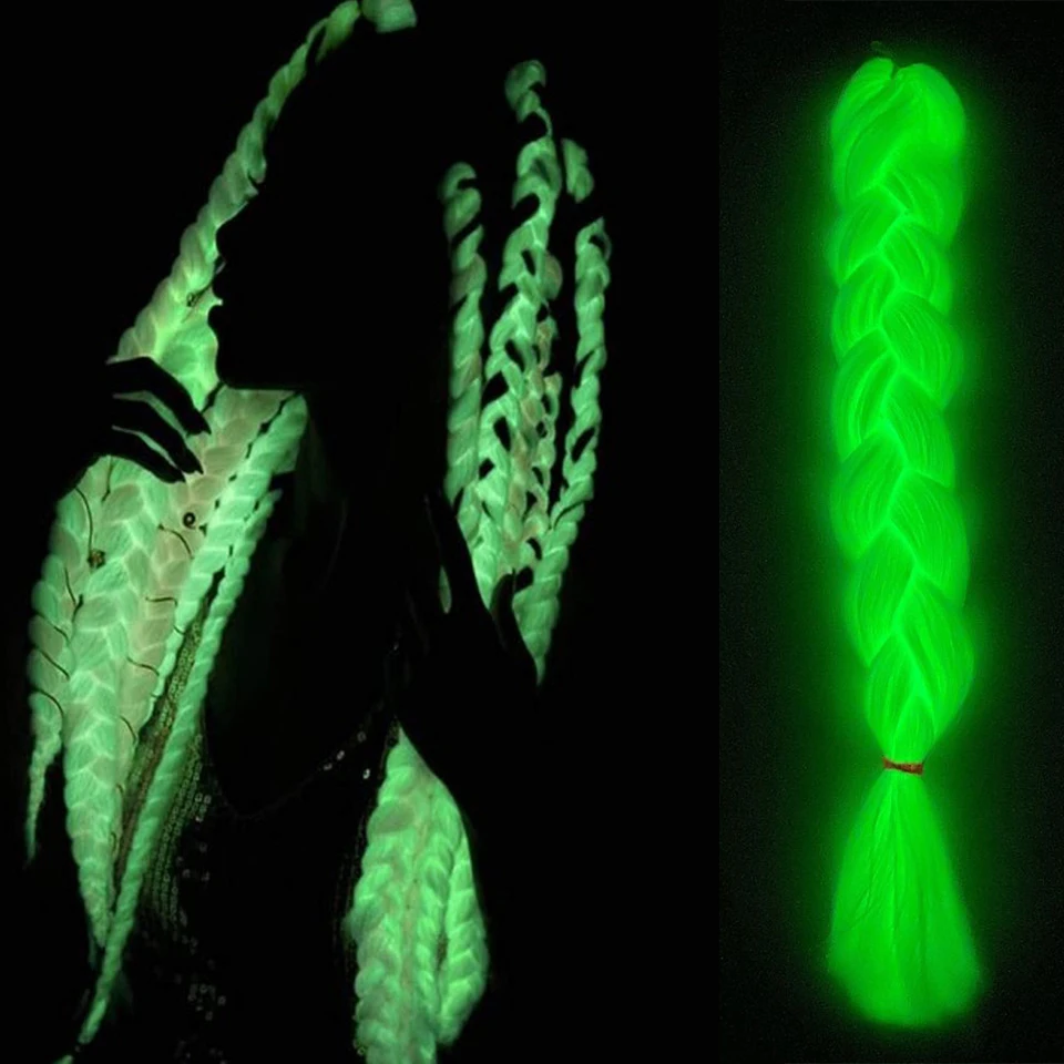 Synthetic Glow In The Dark Braiding Hair Extensions 1