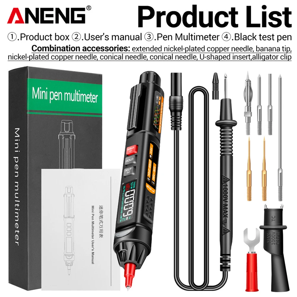 ANENG A3009 NCV Multimeter Pen Intelligent Voice Broadcast Digital Tester 6000 Counts DC AC Voltage Sensor Pen Tester Meter Tool digital multimeter multimeter tester voltage meter tester voltage detector tester