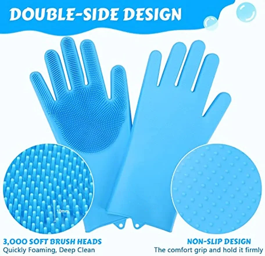 Pet Grooming Gloves Dog Cat Bathing Cleaning Glove Shampoo Scrubber Clean Soft Silicone Hair Removal Glove Hand Skin Protection