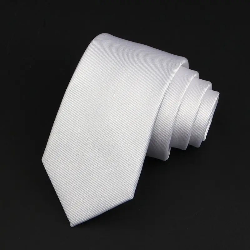 4PCS/Lot Men Blank Sublimation Tie Solid Color White DIY Heat Transfer Polyester Silky Necktie for Formal Wedding Party Business
