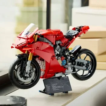 Technical V4 S Motorcycle Building Blocks Mechanical Racing Model DIY Bricks Toys for Childrens Boy Birthday Gifts 1603pcs 1