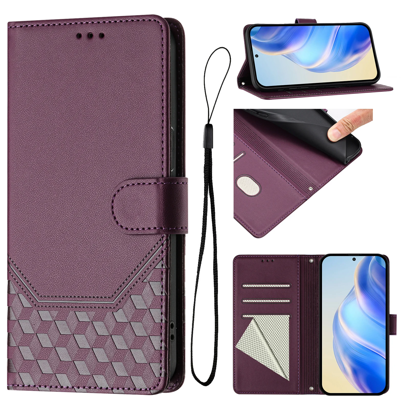 3D Leather Phone Wallet Case Book Cover