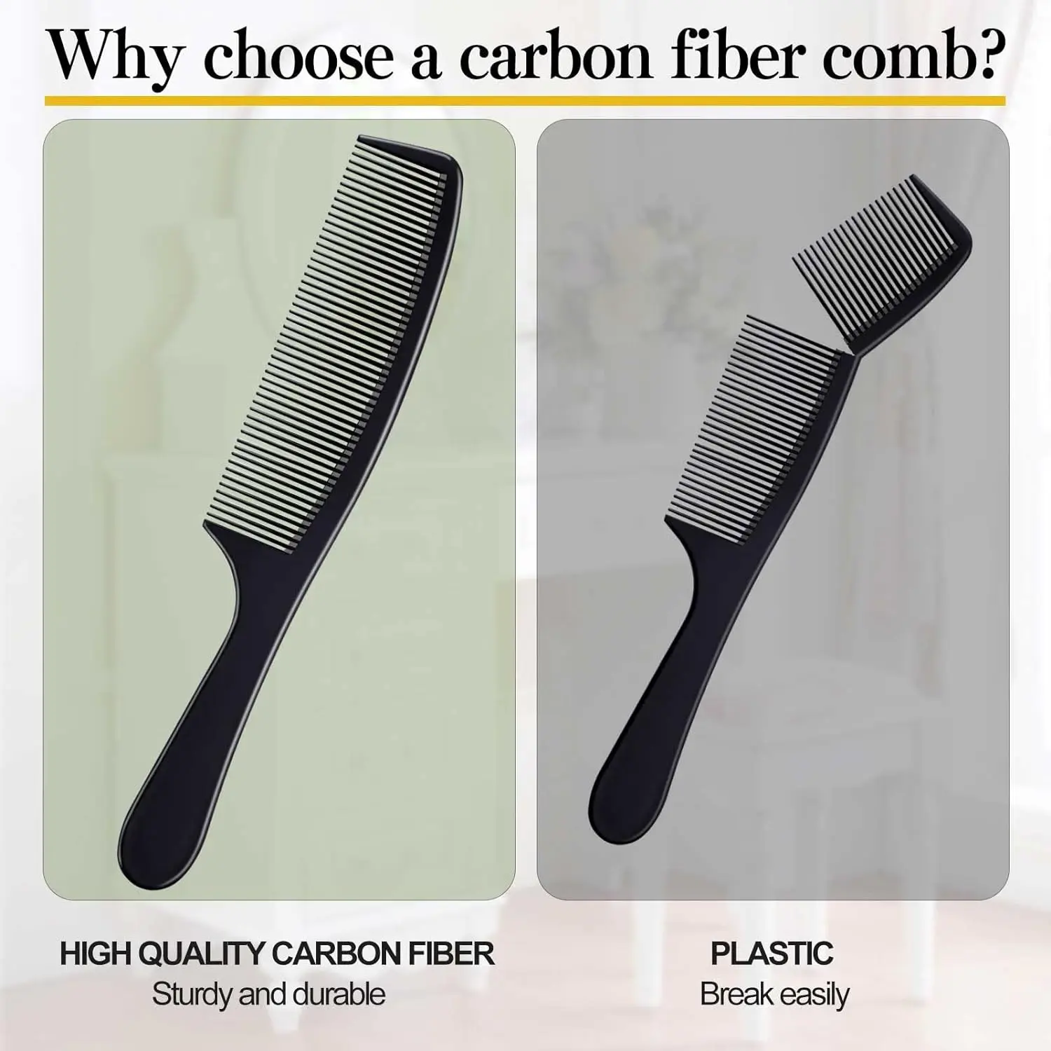 4 Pieces Combs for Women and Man, Premium Black Carbon Fiber Hair Comb Set for Teasing and Parting, Combs for Hair Stylists. 4