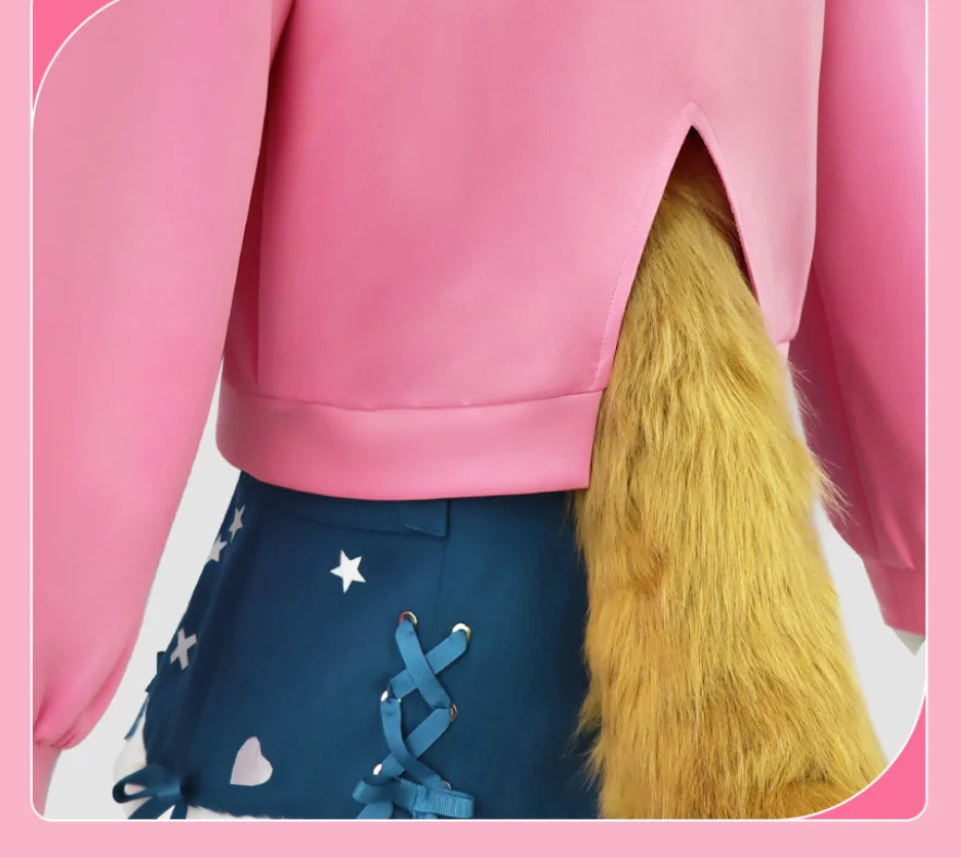 Women's Pink Hoodie Skirt Set with Wig