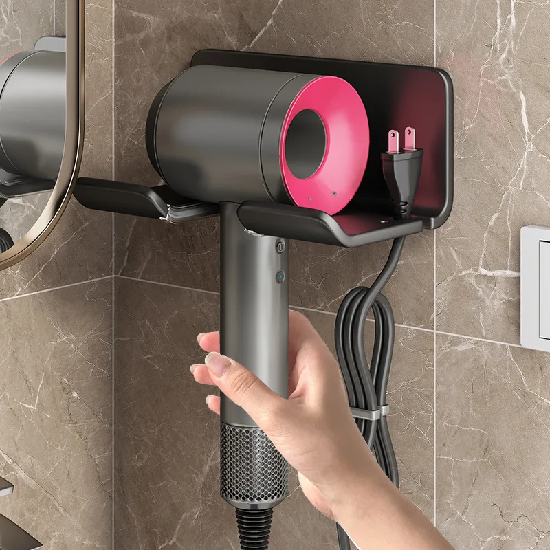 Hair Dryer Holder Bathroom Hair Straightener Stand Nail Free Shelves for Wall Room Bathroom Storage Rack Shelf Wall-mounted Home 3