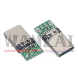 10 - Pack USB 3.1 Type C Connector Set with Male/Female Solderable Adapter and PCB Board Support (10pcs TYPE - C Male)
