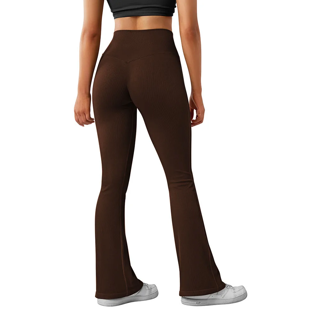 RUUHEE Seamless Ribbed Leggings Women Flared Leggings For Fitness Butt Lifting Push Up High Waist Flared Pants sports leggings sports pants