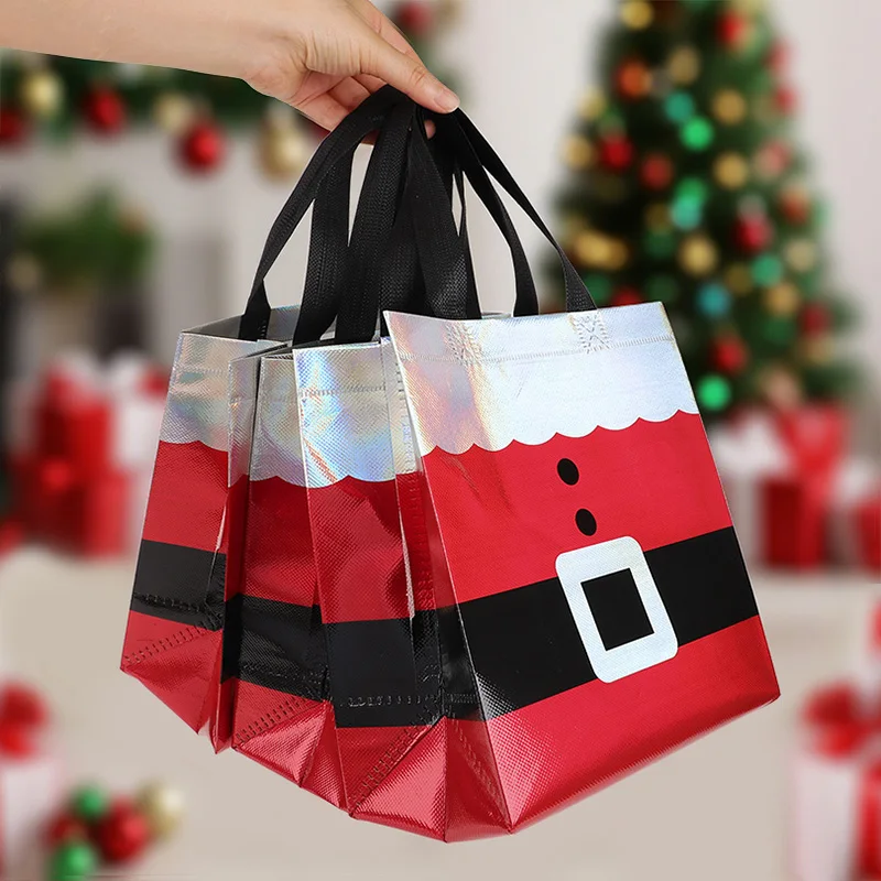 5/10Pcs Christmas Gift Wrapping Bag Santa Claus Non-Woven Tote Bag 2025 Christmas Decoration For Home New Year Kids Gift Favors