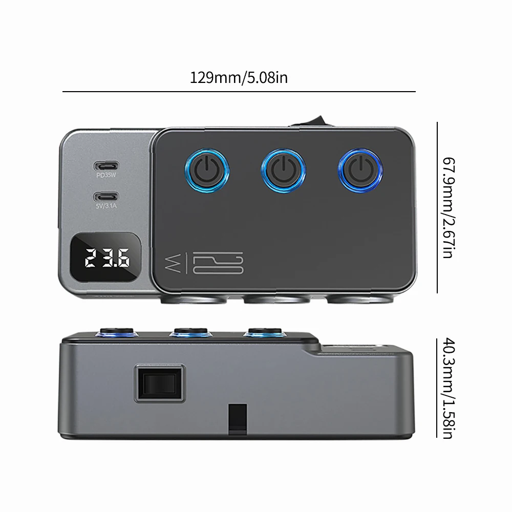 Caricabatteria per auto multifunzionale ad alta potenza da 120 W Accendisigari per auto con ricarica super veloce da uno a tre Display della tensione del caricabatterie rapido - Image 6