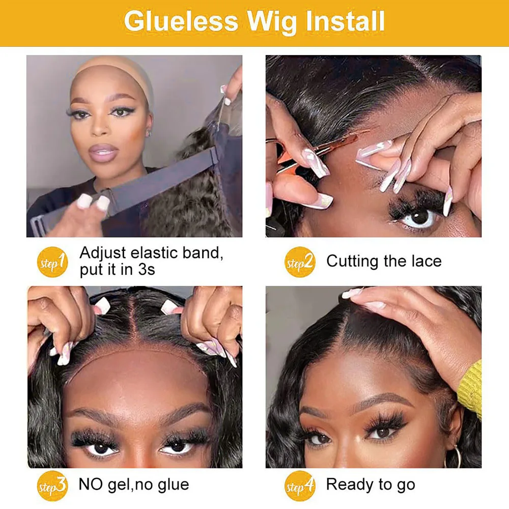 Wear to Go Glueless Yaki Straight Human Wigs 7x5 Lace Closure Wig Inspired Layers With Curtain Bang 34 Inches Pre Cut Lace Wigs