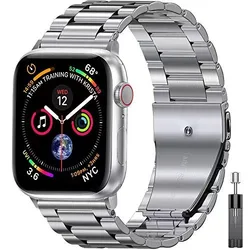Premium Stainless Steel Watch Strap - Metal Wristband for Iwatch Ultra 49mm (Silver and tool)