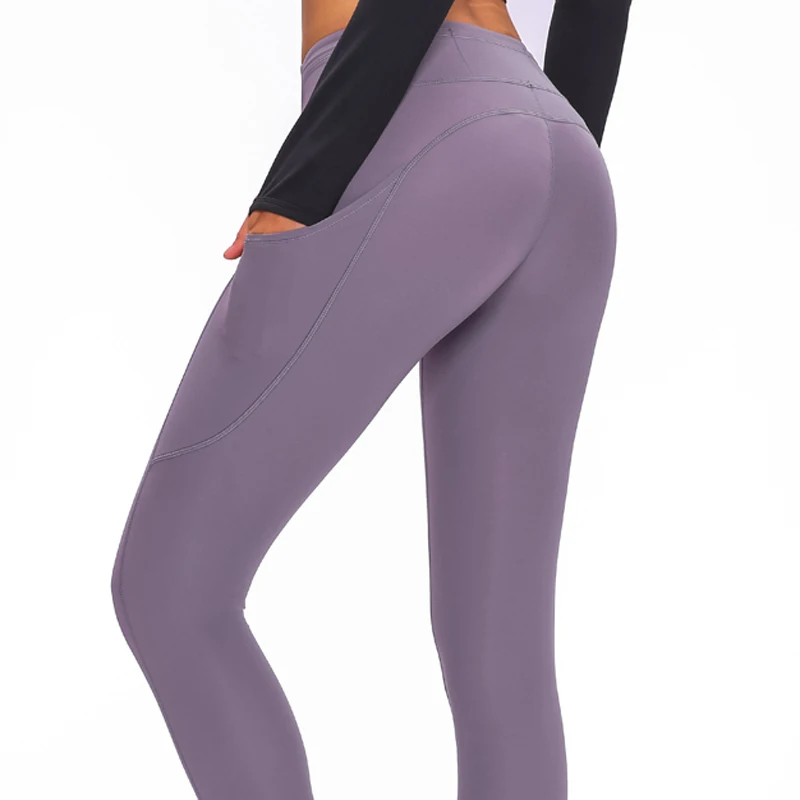 Side Pockets Women Stretchy Yoga Pants 