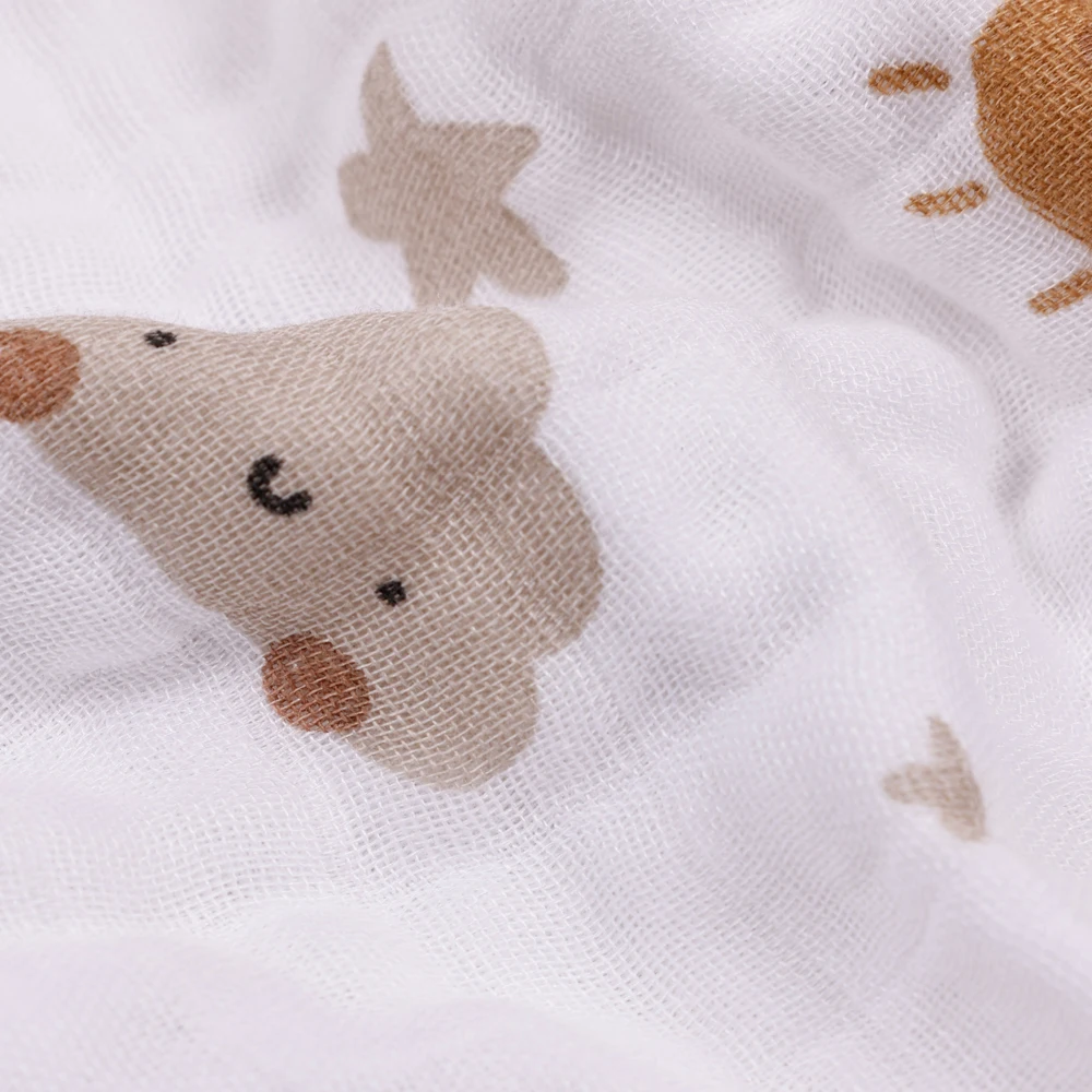 Baby Towel 5PCS Set Bamboo Cotton Face Solid Print Muslin Square Soft Burp Cloth